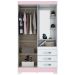 Guarda-Roupa Solteiro 2 Portas 3 Gavetas Branco/Rosa Chá B64 - Briz