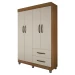 Guarda-Roupa Solteiro Paris 4 Portas 2 Gavetas Carvalho/Off White - Chf