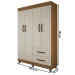 Guarda-Roupa Solteiro Paris 4 Portas 2 Gavetas Carvalho/Off White - Chf