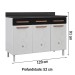 Balcão de Cozinha para Pia em Aço Mirage New 3 Portas 3 Gavetas Branco/Preto - Telasul