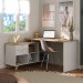 Mesa Escrivaninha Gold 2 Gavetas 2 Prateleiras Branco/Olmo - Artany