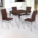 Mesa de Jantar 4 Lugares Riviera Quadrada Cromado/Castanho - Art Panta