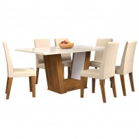 Mesa de Jantar 6 Lugares Floripa Seda/Blonde/Nude - Viero Móveis