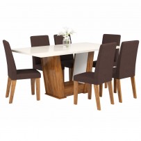 Mesa de Jantar 6 Lugares Floripa Seda/Blonde/Fumê - Viero Móveis