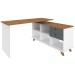Mesa Escrivaninha Gold 2 Gavetas Freijo/Grafito/Branco - Artany