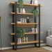 Estante para Livros Industrial 5 Prateleiras 100% Mdf Freijó/Preto Fosco F10 - Pradel