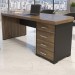 Mesa para Escritório com Apoio 4 Gavetas Charuto/Preto - Artany Móveis