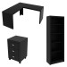 Conjunto Home Office 6 Peças com 2 Mesa em L,  2 Gaveteiros e 2 Estantes Preto -  Pnr Móveis