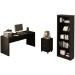 Conjunto Home Office 3 Peças com 1 Mesa, 1 Gaveteiro e 1 Estante para Livros Preto -  Pnr Móveis