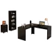 Conjunto Home Office 3 Peças com 1 Mesa em L, 1 Gaveteiro e 1 Estante para Livros Preto -  Pnr Móveis
