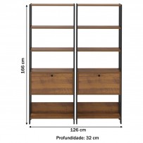 Closet Match 2 Portas 6 Prateleiras Pinho/Preto - Artely