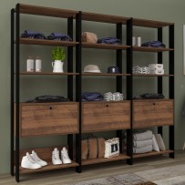 Closet Match 3 Portas 9 Prateleiras Pinho/Preto - Artely