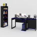 Quarto Gamer 3 Peças com 1 Mesa, 1 Estante para Livros e 1 Armário para Escritório Toronto Preto/Azul - Pnr Móveis
