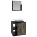 Armário de Banheiro com Cuba e Espelho Soft 1 Porta Preto ônix/Carvalho Dark 13684 - Compace