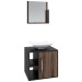 Armário de Banheiro com Cuba e Espelho Soft 1 Porta Preto ônix/Nogal 13684 - Compace