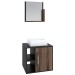 Armário de Banheiro com Cuba e Espelho Soft 1 Porta 2 Prateleiras Preto ônix/Nogal 13685 - Compace