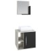Armário de Banheiro com Cuba e Espelho Soft 1 Porta 2 Prateleiras Snow/Preto ônix 13685 - Compace