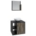 Armário de Banheiro com Cuba e Espelho Soft 1 Porta 2 Prateleiras Preto ônix/Carvalho Dark 13686 - Compace
