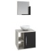 Armário de Banheiro com Cuba e Espelho Soft 1 Porta 2 Prateleiras Snow/Preto ônix 13686 - Compace