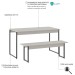 Mesa de Madeira Tub com 1 Banco Branco Chess/Preto - Compace