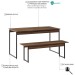 Mesa de Madeira Tub com 1 Banco Nogal/Preto - Compace