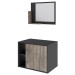 Armário de Banheiro 1 Porta 2 Prateleiras com Espelho Preto ônix/Carvalho Dark 14700 - Compace