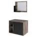 Armário de Banheiro 1 Porta 2 Prateleiras com Espelho Carvalho Dark/Preto ônix 14700 - Compace