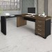 Mesa para Escritório com Apoio 4 Gavetas 6106 Charuto/Preto - Artany Móveis