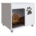 Mesa de Cabeceira Pet com Almofada Pet002 Branco - Completa Móveis