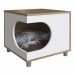 Mesa de Cabeceira Pet com Almofada Pet003 Oak/Branco - Completa Móveis