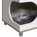Mesa de Cabeceira Pet com Almofada Pet003 Oak/Branco - Completa Móveis