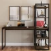 Mesa Escrivaninha Flex Industrial Aço 4 Prateleiras Carvalho Dark/Preto - Panorama Móveis