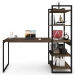 Mesa Escrivaninha Flex Industrial Aço 4 Prateleiras Carvalho Dark/Preto - Panorama Móveis