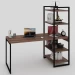 Mesa Escrivaninha Flex Industrial Aço 4 Prateleiras Nogal/Preto - Panorama Móveis