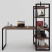 Mesa Escrivaninha Flex Industrial Aço 4 Prateleiras Nogal/Preto - Panorama Móveis