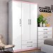 Guarda-Roupa Solteiro Miami 3 Portas 2 Gavetas Flex Branco/Rosa Chá - Henn