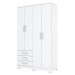 Guarda-Roupa Solteiro City 4 Portas 3 Gavetas Branco - Henn