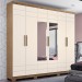 Guarda-Roupa Casal Belmon 6 Portas 3 Gavetas Nature/Off White - Henn