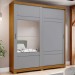 Guarda-Roupa Casal Turin 2 Portas 3 Gavetas com Espelho Nature/Cinza - Henn