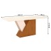 Mesa de Madeira Lucena com Vidro Nature/Off White Sci23 - Henn