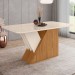 Mesa de Madeira Lucena com Vidro Nature/Off White Sci24 - Henn