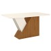 Mesa de Madeira Lucena com Vidro Nature/Off White Sci24 - Henn