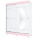 Guarda-Roupa Solteiro Amsterdã 2 Portas 2 Gavetas com Espelho Flex Branco/Rosa - Briz