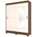 Guarda-Roupa Solteiro Amsterdã 2 Portas 2 Gavetas com Espelho Castanho Hp/Off White - Briz