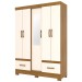 Guarda-Roupa Solteiro Chale 5 Portas 2 Gavetas com Espelho Nature/Off White - Briz