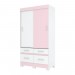 Guarda-Roupa Solteiro Marel 2 Portas 4 Gavetas Flex Branco/Rosa Chá - Briz