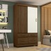 Guarda-Roupa Solteiro Marel 2 Portas 4 Gavetas Flex Castanho Hp/Off White - Briz