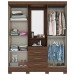 Guarda-Roupa Solteiro Nápole 4 Portas 3 Gavetas com Espelho Castanho Hp/Off White - Briz