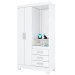 Guarda-Roupa Solteiro Pequin 2 Portas 3 Gavetas com Espelho Flex Branco/Rosa Chá - Briz