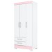 Guarda-Roupa Solteiro Sensi 3 Portas 2 Gavetas Flex Branco/Rosa Chá - Briz